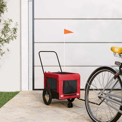 vidaXL Pet Bike Trailer Red and Black Oxford Fabric and Iron 1