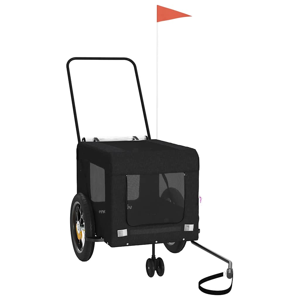 vidaXL Pet Bike Trailer Black Oxford Fabric and Iron 4