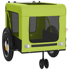 vidaXL Pet Bike Trailer Green and Black Oxford Fabric and Iron 6