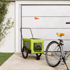 Pet Bike Trailer and Black Oxford Fabric and Iron Height 73.5 cm Green 135 cm 68.5 cm