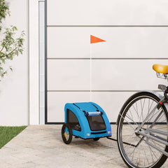 Pet Bike Trailer Oxford Fabric and Iron Height 53 cm Blue 124 cm 53 cm