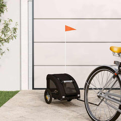 Pet Bike Trailer Oxford Fabric and Iron Height 53 cm Black 124 cm 53 cm