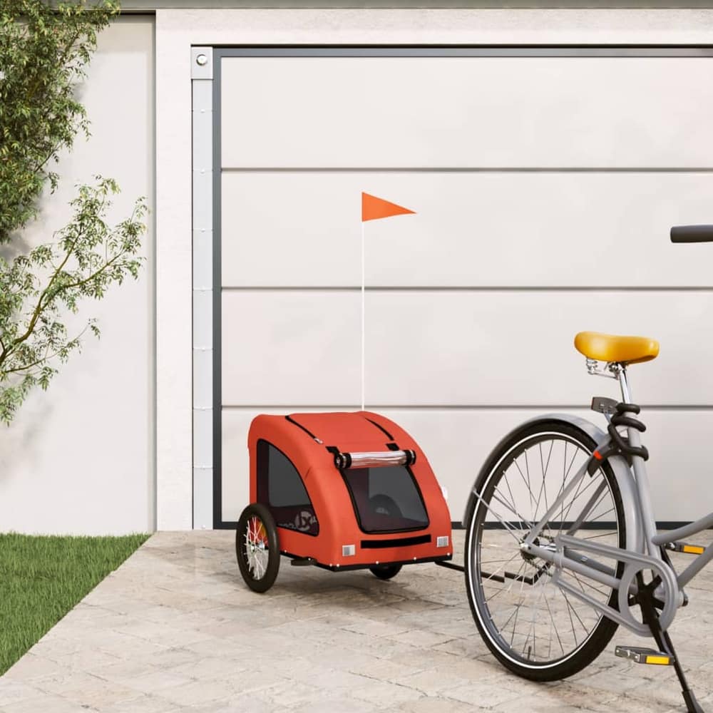 vidaXL Pet Bike Trailer Orange Oxford Fabric and Iron 1
