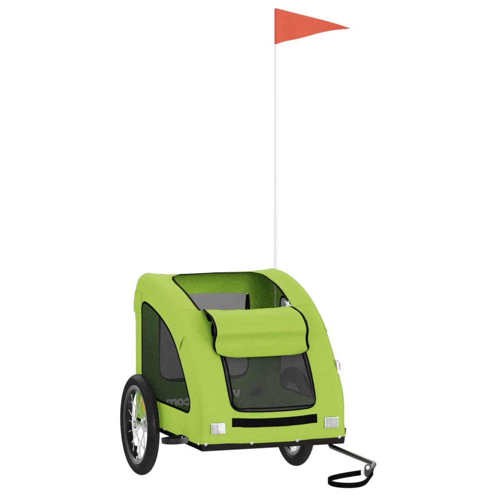 vidaXL Pet Bike Trailer Green Oxford Fabric and Iron 3