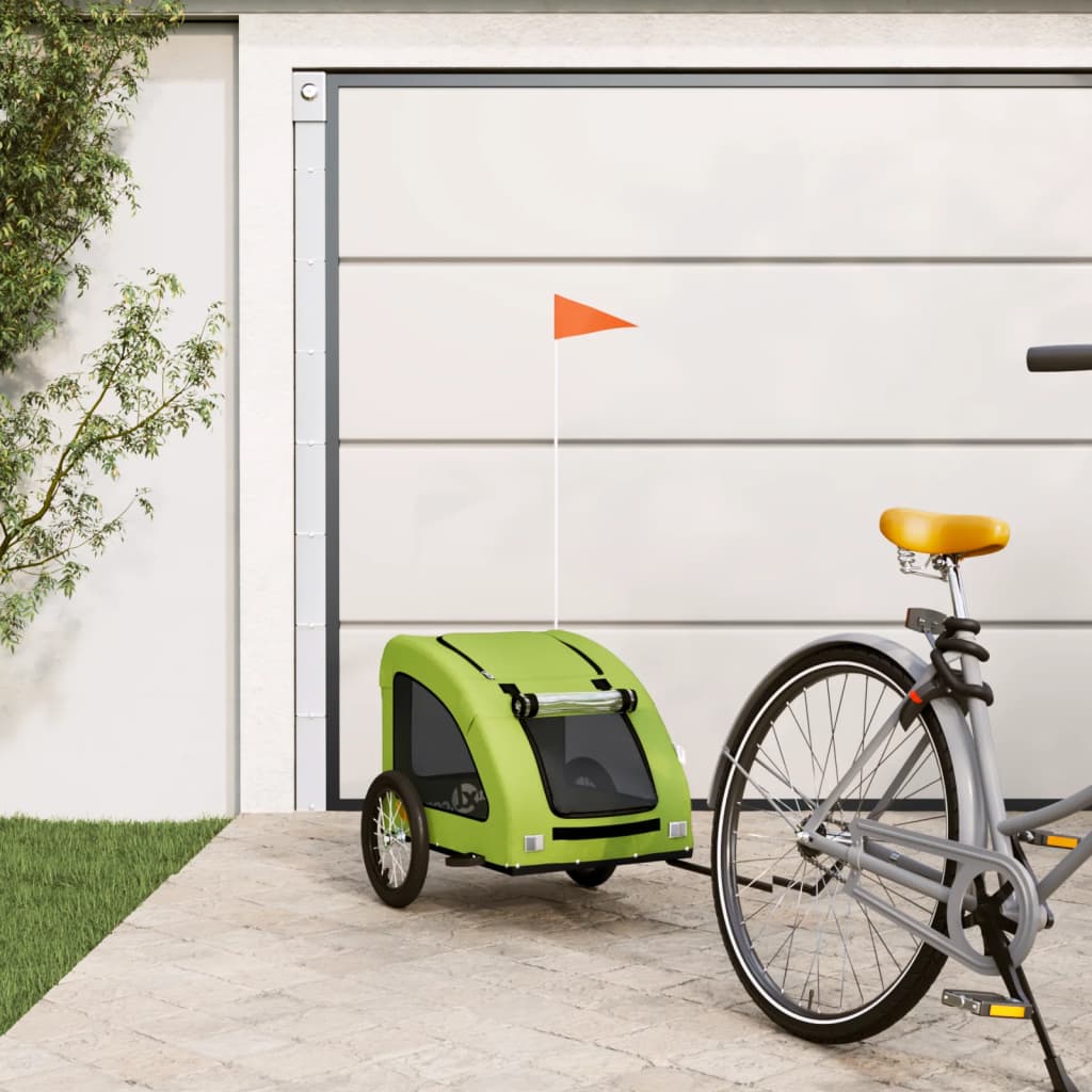 vidaXL Pet Bike Trailer Green Oxford Fabric and Iron 1
