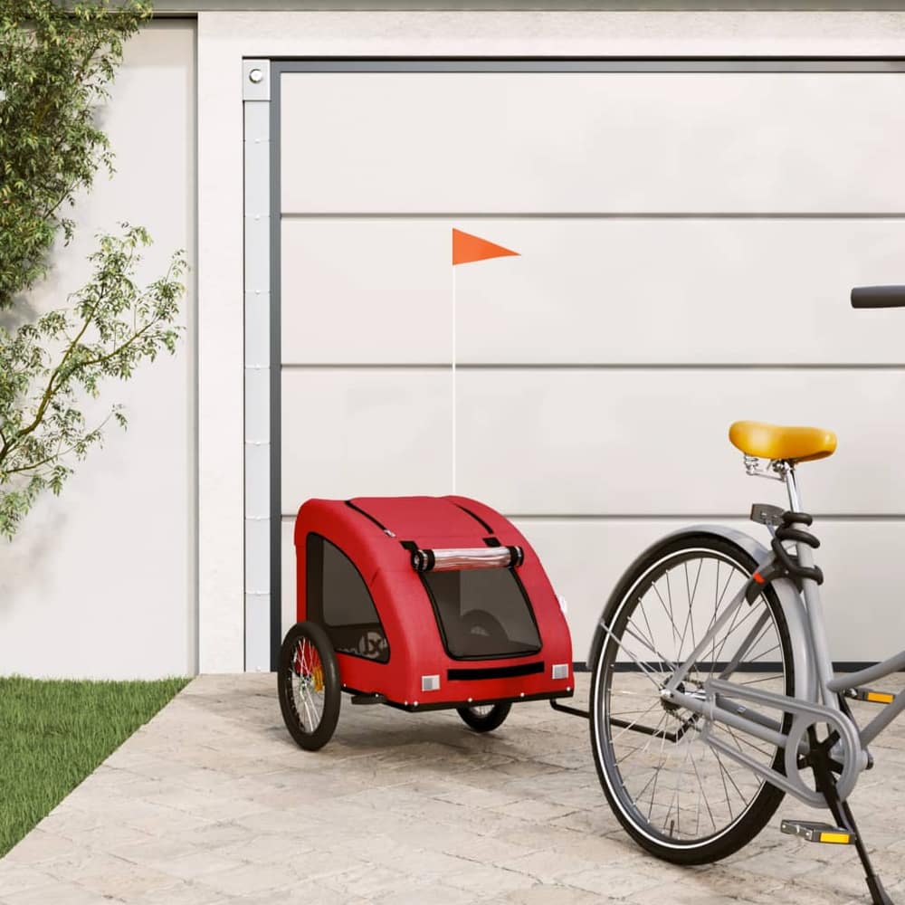 vidaXL Pet Bike Trailer Red Oxford Fabric and Iron 1