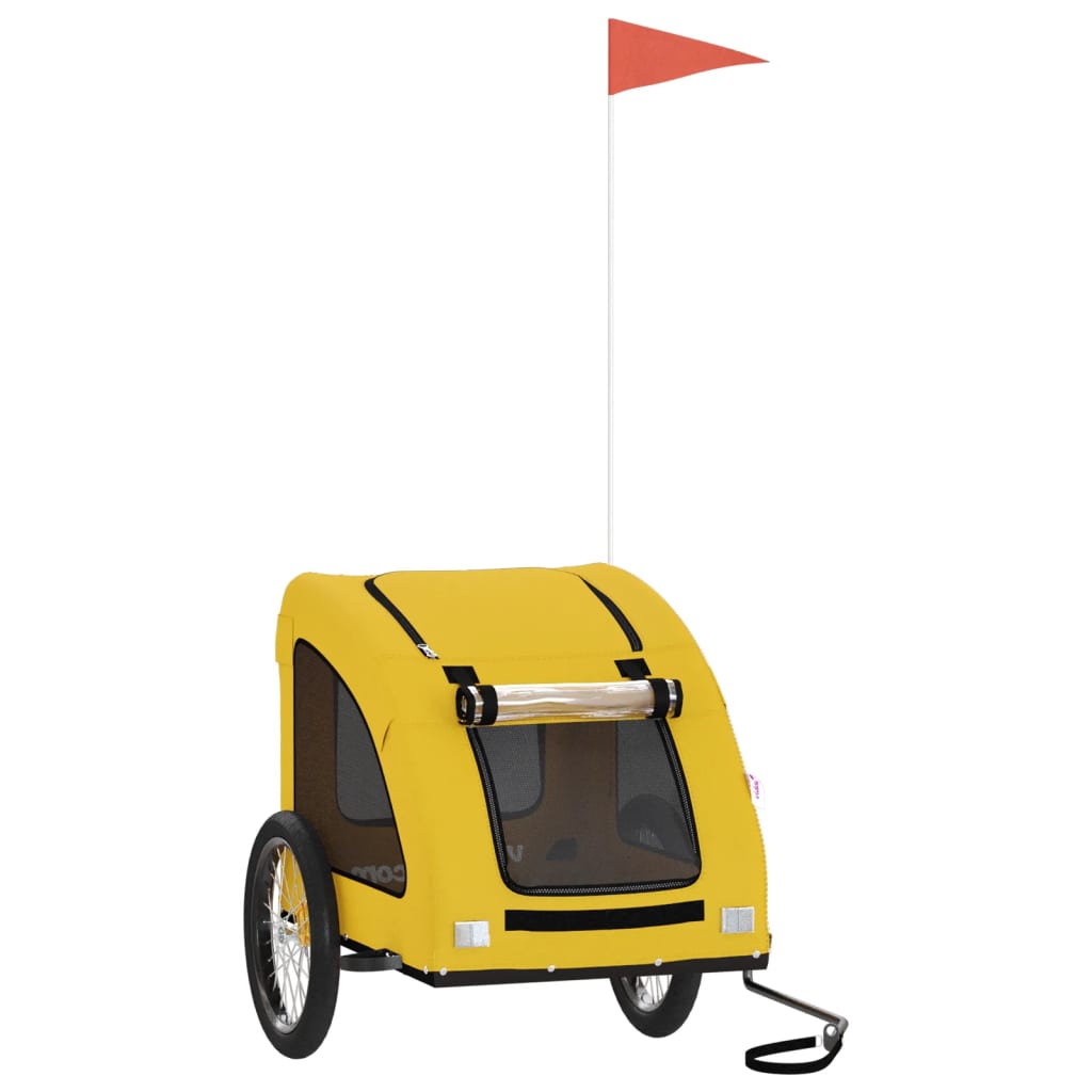 vidaXL Pet Bike Trailer Yellow Oxford Fabric and Iron 2