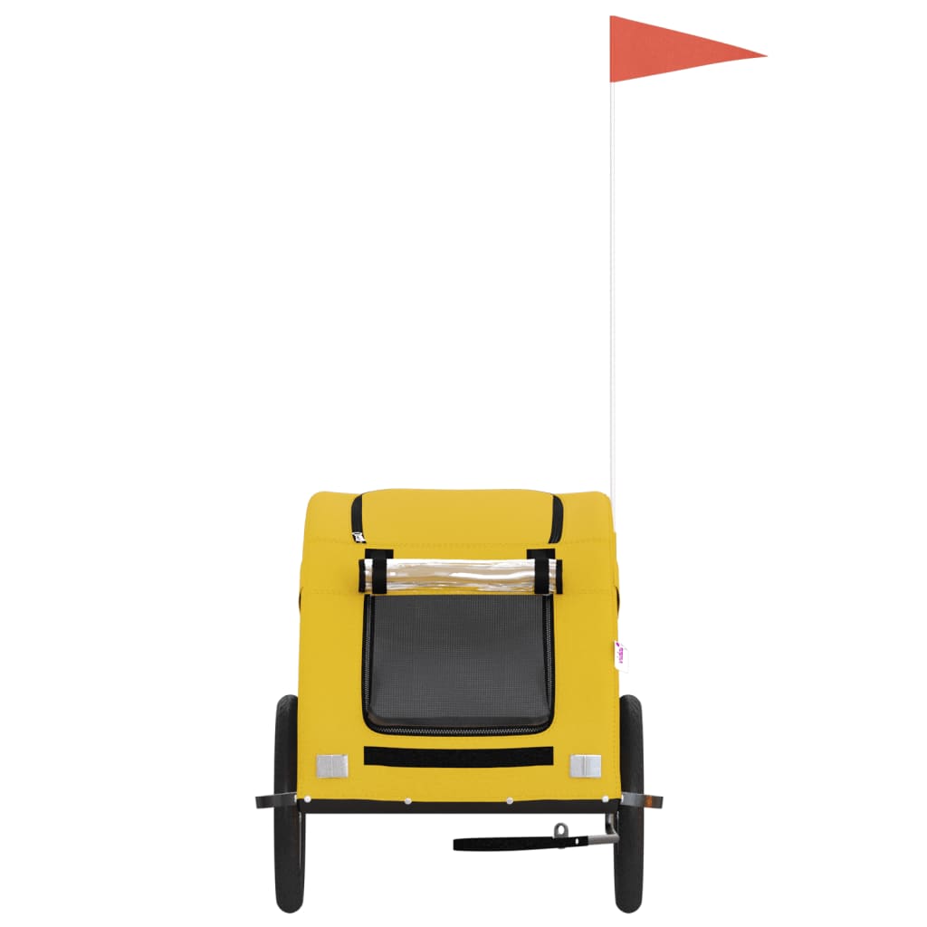 vidaXL Pet Bike Trailer Yellow Oxford Fabric and Iron 4
