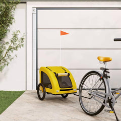 vidaXL Pet Bike Trailer Yellow Oxford Fabric and Iron 1