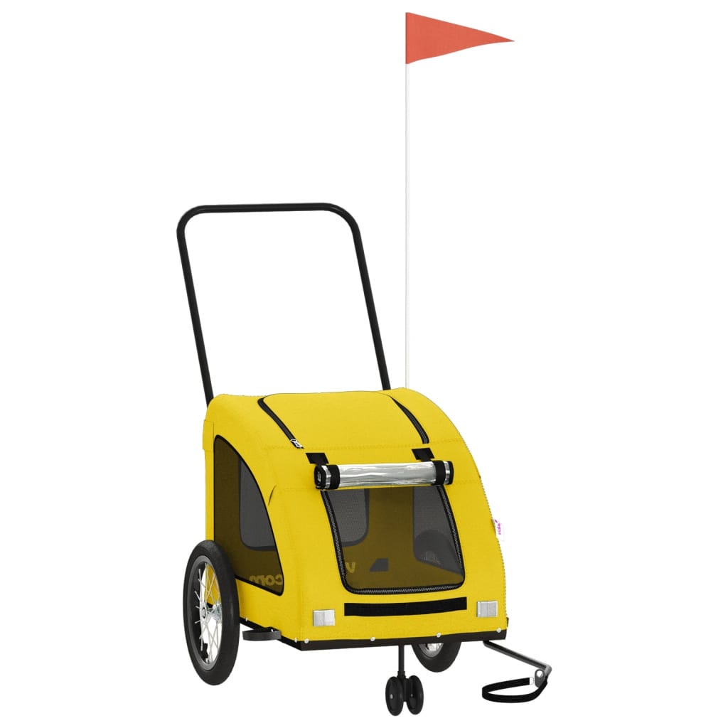 vidaXL Pet Bike Trailer Yellow Oxford Fabric and Iron 2