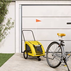 vidaXL Pet Bike Trailer Yellow Oxford Fabric and Iron 1