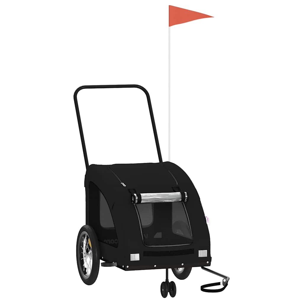 vidaXL Pet Bike Trailer Black Oxford Fabric and Iron 2
