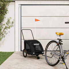 vidaXL Pet Bike Trailer Black Oxford Fabric and Iron 1