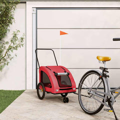 vidaXL Pet Bike Trailer Red Oxford Fabric and Iron 1