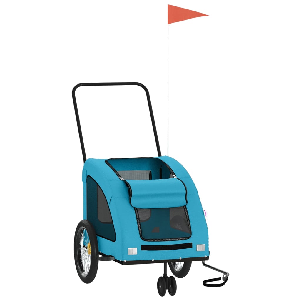 vidaXL Pet Bike Trailer Blue Oxford Fabric and Iron 3