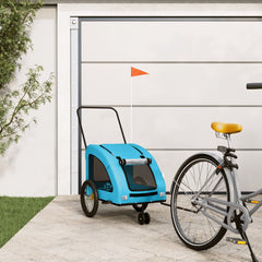 vidaXL Pet Bike Trailer Blue Oxford Fabric and Iron 1