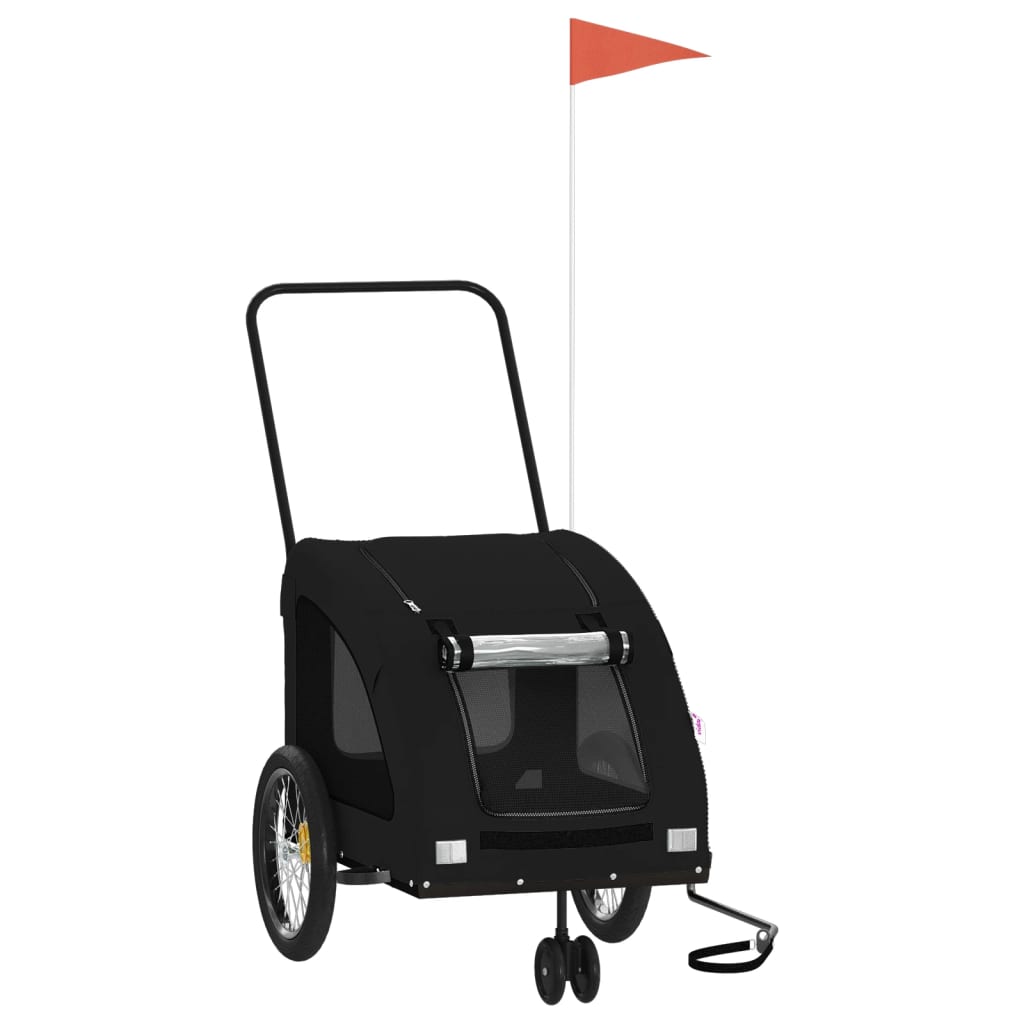 vidaXL Pet Bike Trailer Black Oxford Fabric and Iron 2