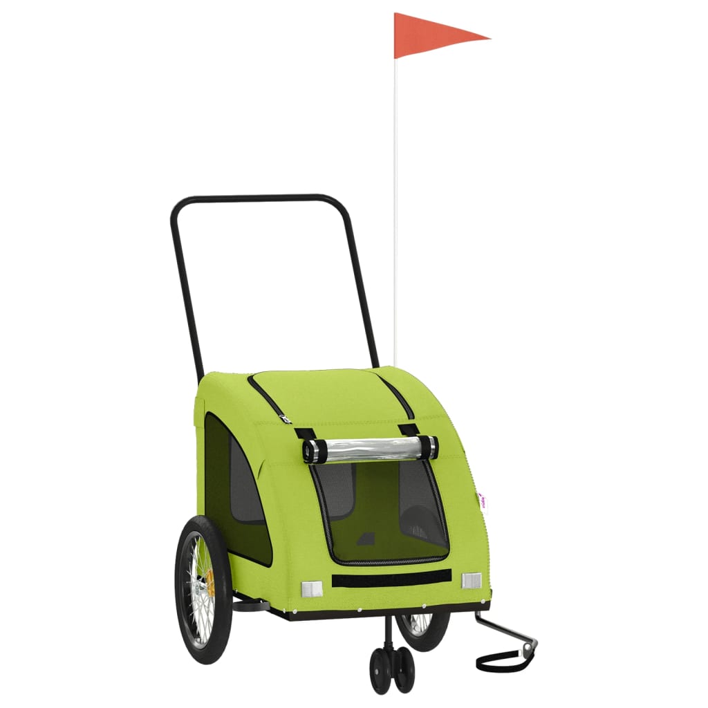 vidaXL Pet Bike Trailer Green Oxford Fabric and Iron 2