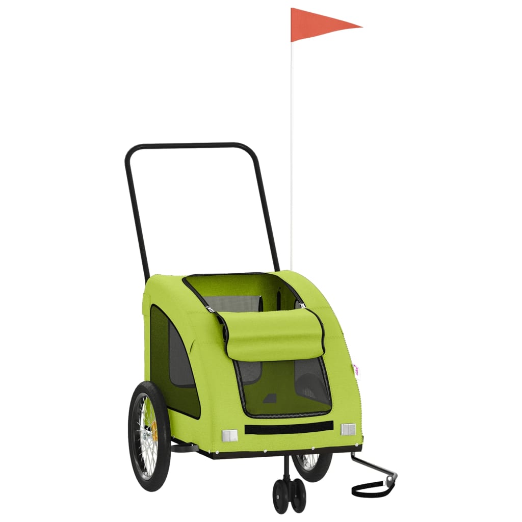 vidaXL Pet Bike Trailer Green Oxford Fabric and Iron 3