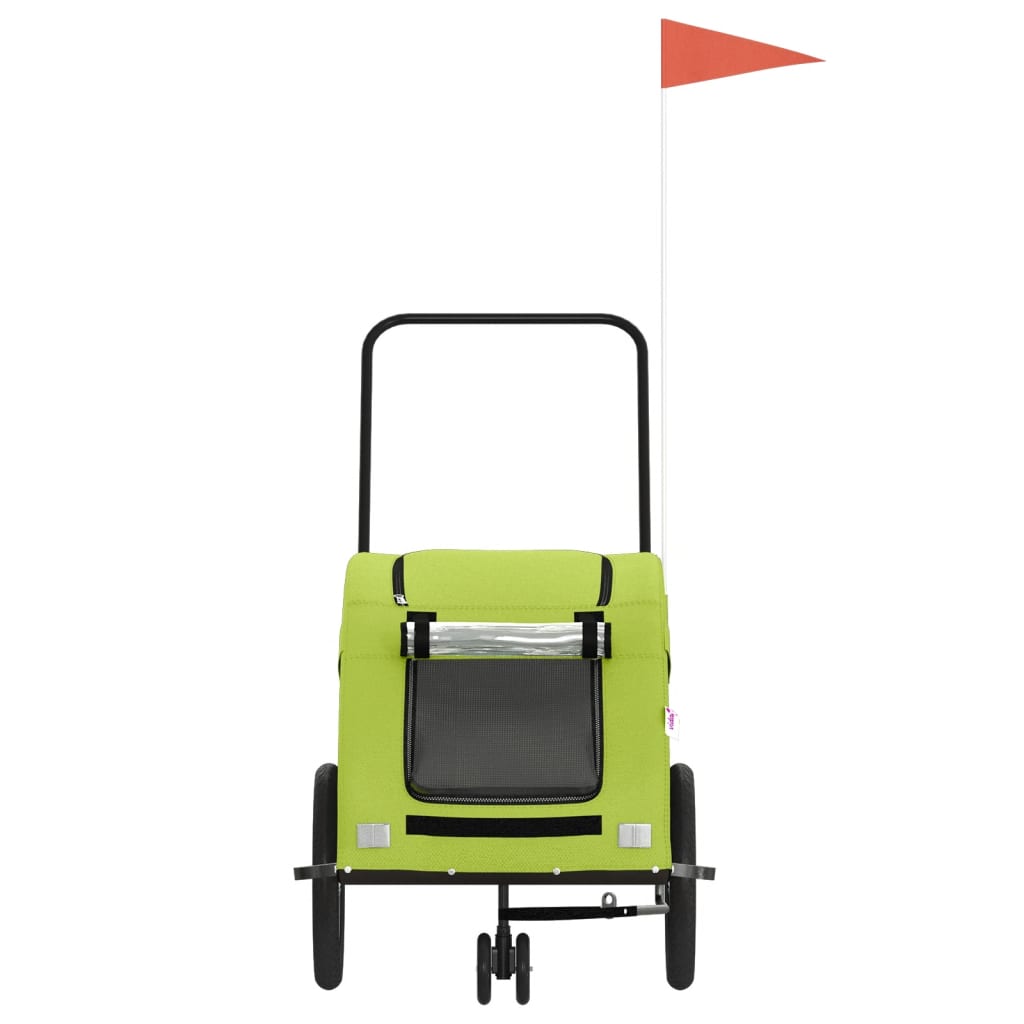 vidaXL Pet Bike Trailer Green Oxford Fabric and Iron 4