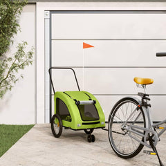 vidaXL Pet Bike Trailer Green Oxford Fabric and Iron 1