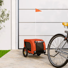 vidaXL Pet Bike Trailer Orange and Black Oxford Fabric and Iron 1