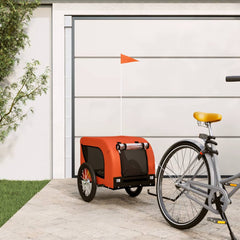 vidaXL Pet Bike Trailer Orange and Black Oxford Fabric and Iron 1