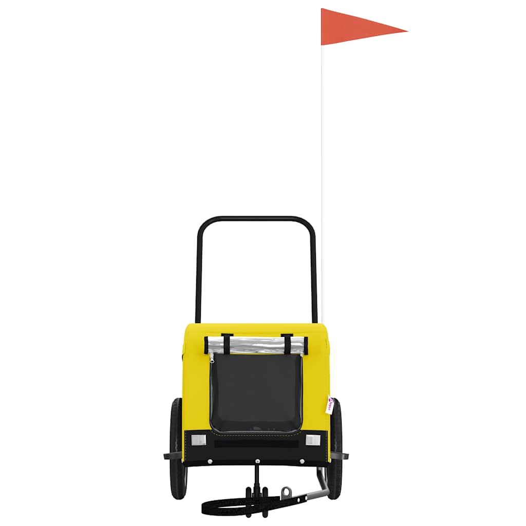 Pet Bike Trailer Oxford Fabric and Iron Height 53 cm Yellow and black 124 cm 53 cm