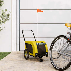 vidaXL Pet Bike Trailer Yellow and Black Oxford Fabric and Iron 1
