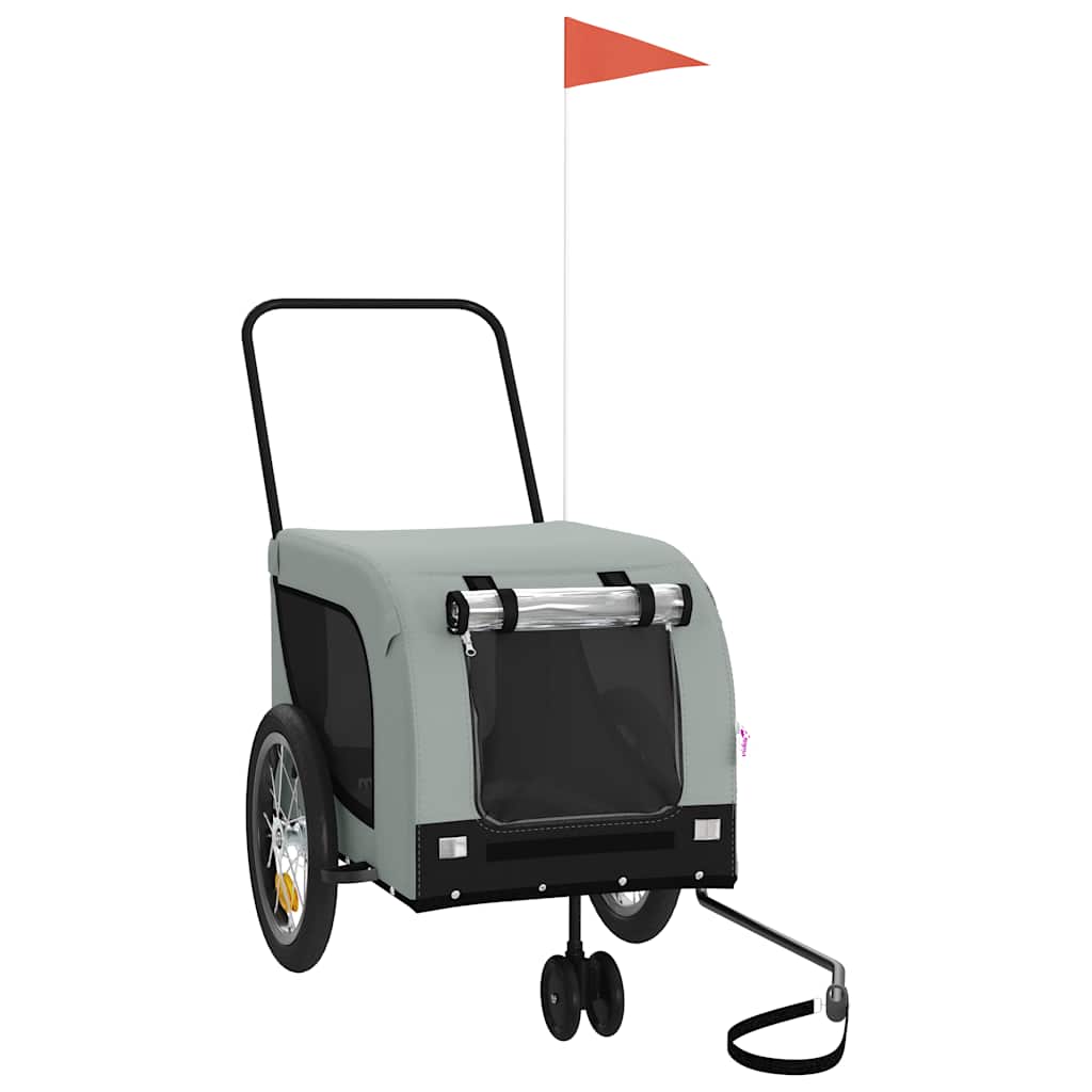 Pet Bike Trailer Oxford Fabric and Iron Height 66 cm Grey and black 125 cm 63 cm