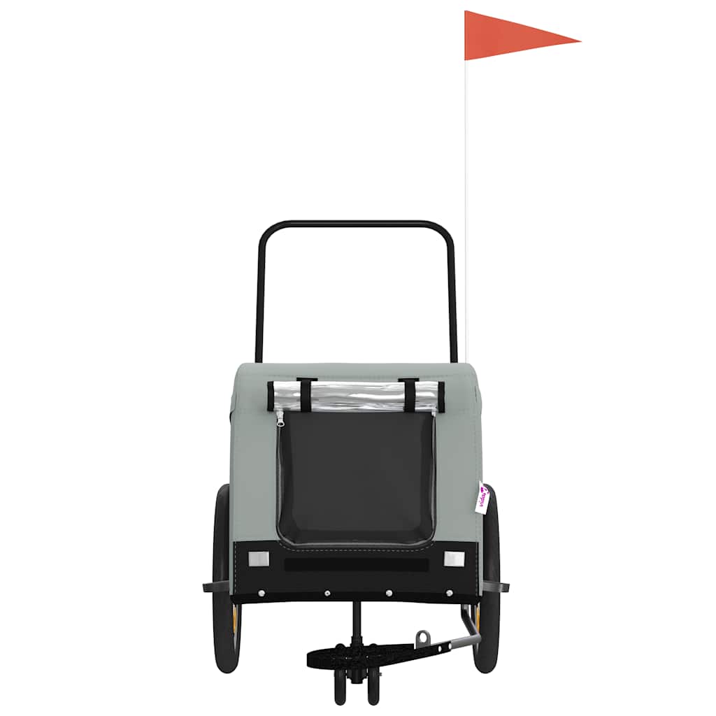 Pet Bike Trailer Oxford Fabric and Iron Height 66 cm Grey and black 125 cm 63 cm
