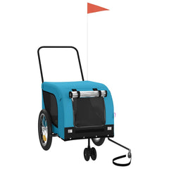 Pet Bike Trailer Oxford Fabric and Iron Height 66 cm Blue and black 125 cm 63 cm