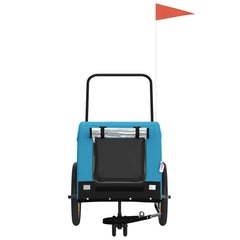 Pet Bike Trailer Oxford Fabric and Iron Height 66 cm Blue and black 125 cm 63 cm