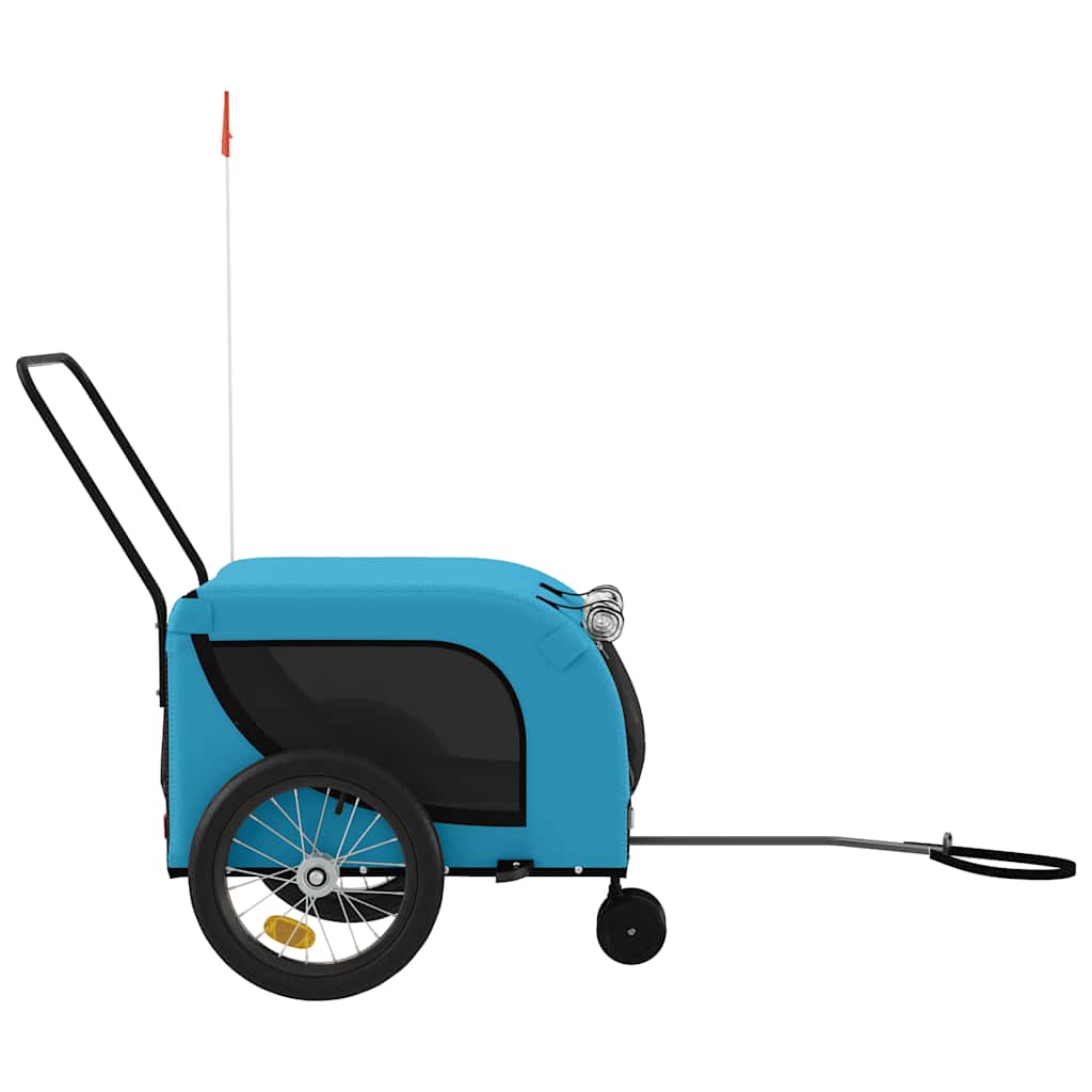 vidaXL Pet Bike Trailer Blue and Black Oxford Fabric and Iron 5