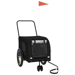 Pet Bike Trailer Oxford Fabric and Iron Height 66 cm Black (with handle) 125 cm 63 cm