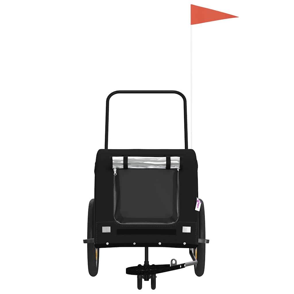 Pet Bike Trailer Oxford Fabric and Iron Height 66 cm Black (with handle) 125 cm 63 cm