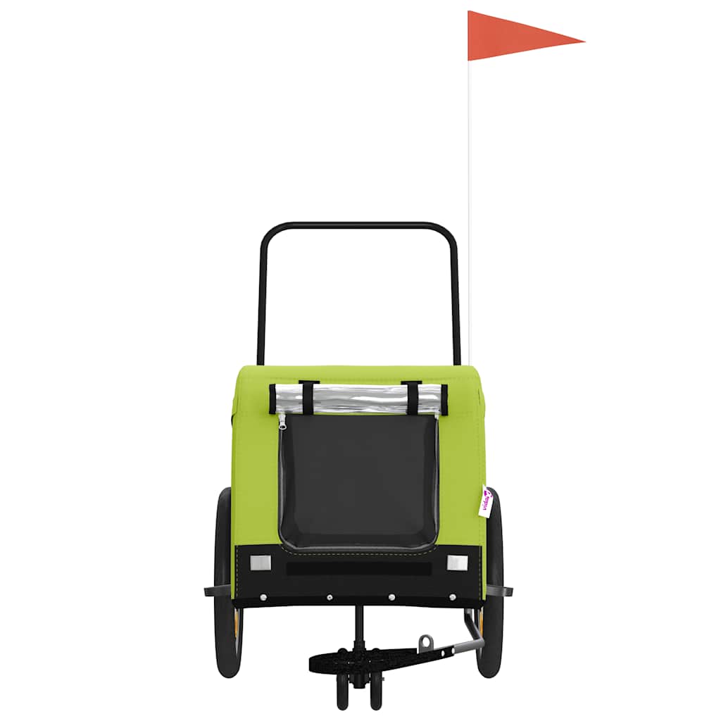 Pet Bike Trailer Oxford Fabric and Iron Height 66 cm Green and black 125 cm 63 cm
