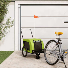 vidaXL Pet Bike Trailer | Green and Black | Oxford fabric, iron, PVC | Small 1