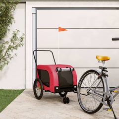 vidaXL Pet Bike Trailer Red and Black Oxford Fabric and Iron 1