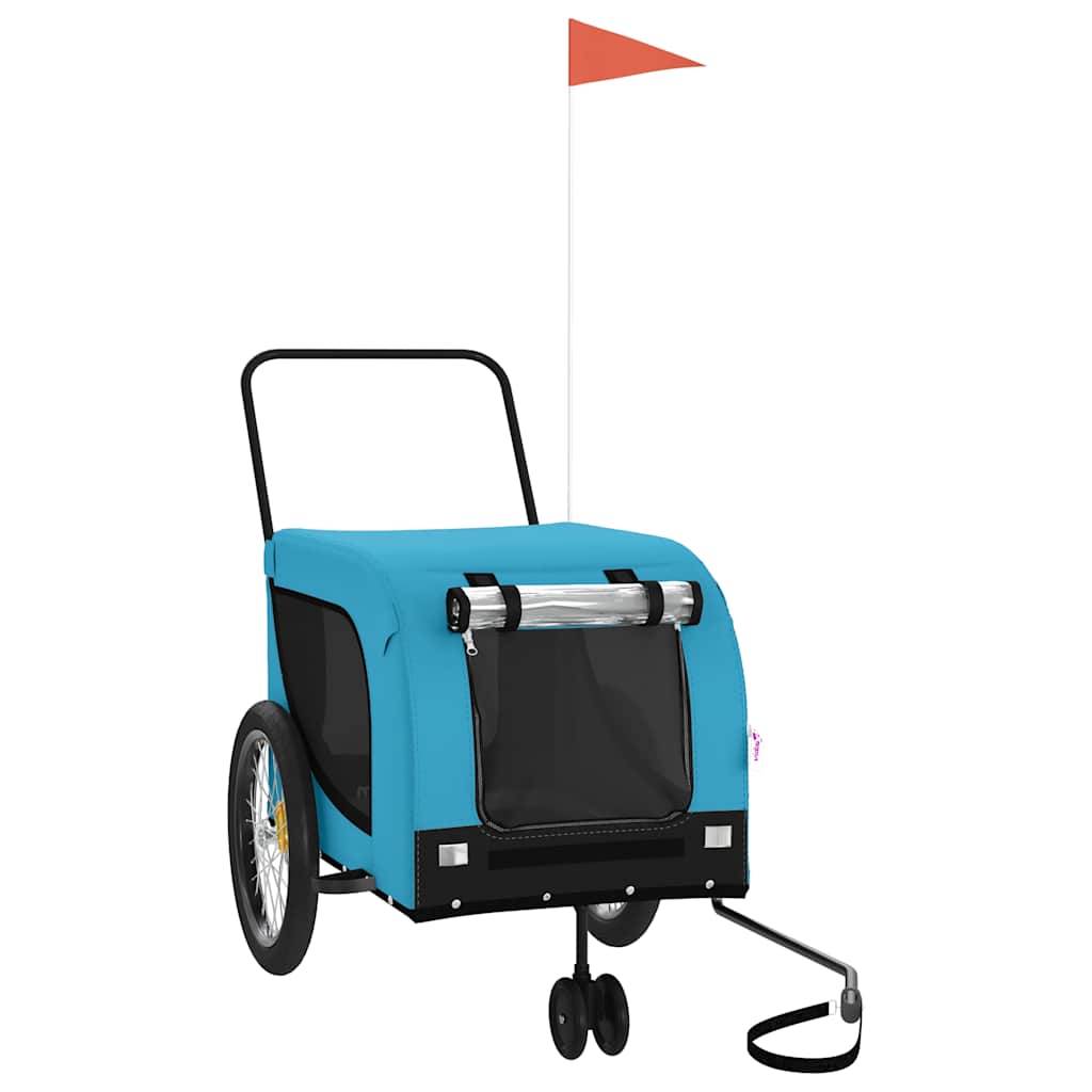 Pet Bike Trailer Oxford Fabric and Iron Height 74 cm Blue and black
