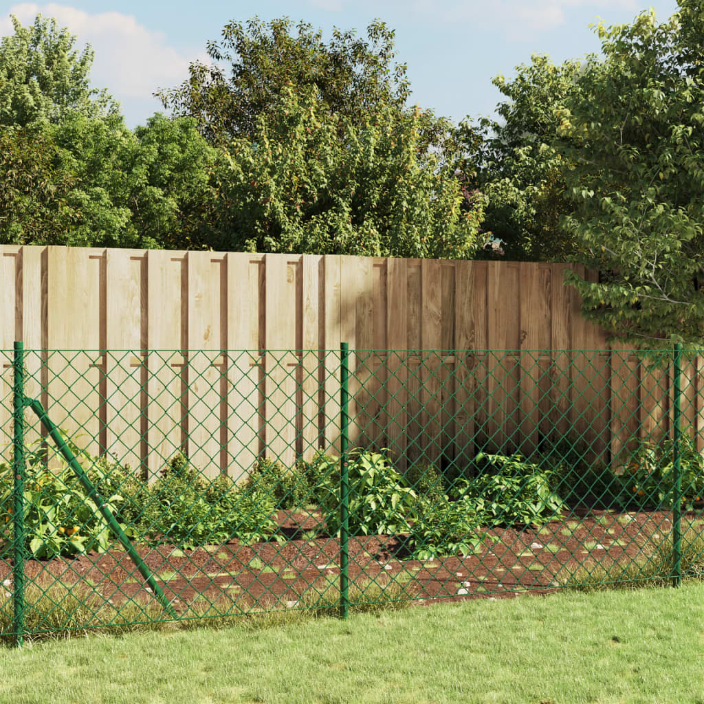 vidaXL Chain Link Fence Green 0.8x10 m 1