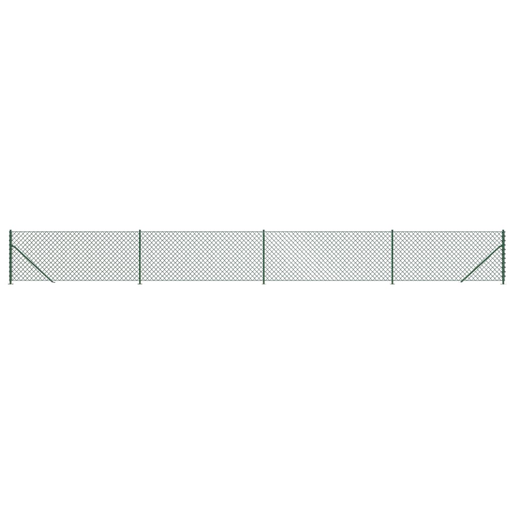 vidaXL Chain Link Fence with Flange Green 0.8x10 m 2