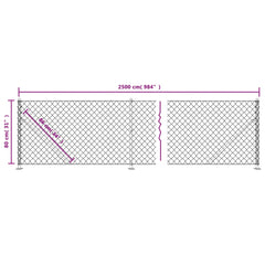Chain Link Fence with Flange Height 25 m Green 0.8 m