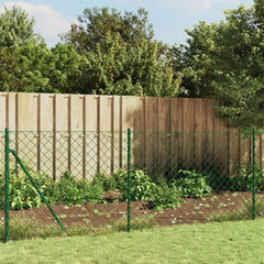 vidaXL Chain Link Fence with Flange Green 0.8x25 m 1