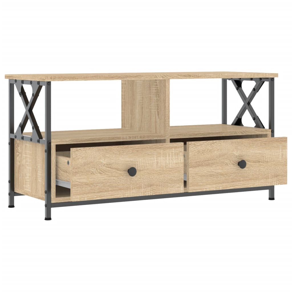vidaXL TV Cabinet Sonoma Oak 90x33x45 cm Engineered Wood&Iron 4
