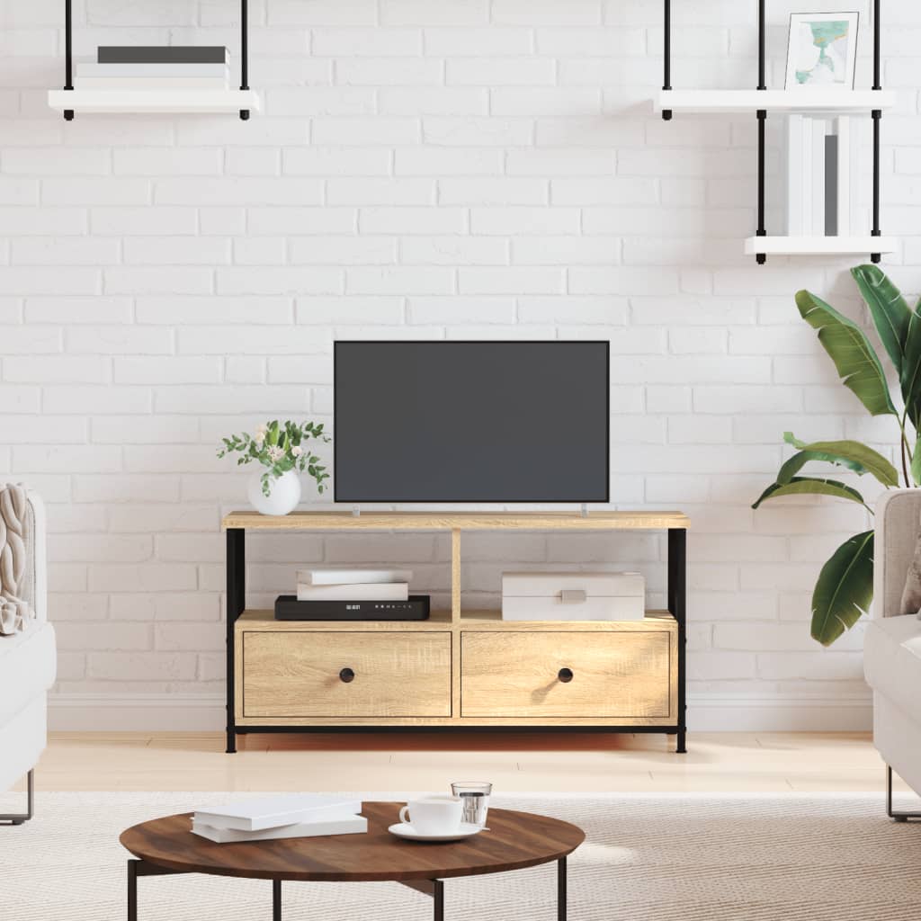 vidaXL TV Cabinet Sonoma Oak 90x33x45 cm Engineered Wood&Iron 1