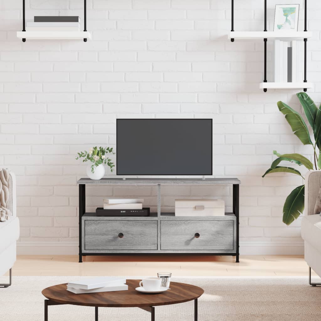 vidaXL TV Cabinet Grey Sonoma 90x33x45 cm Engineered Wood&Iron 1