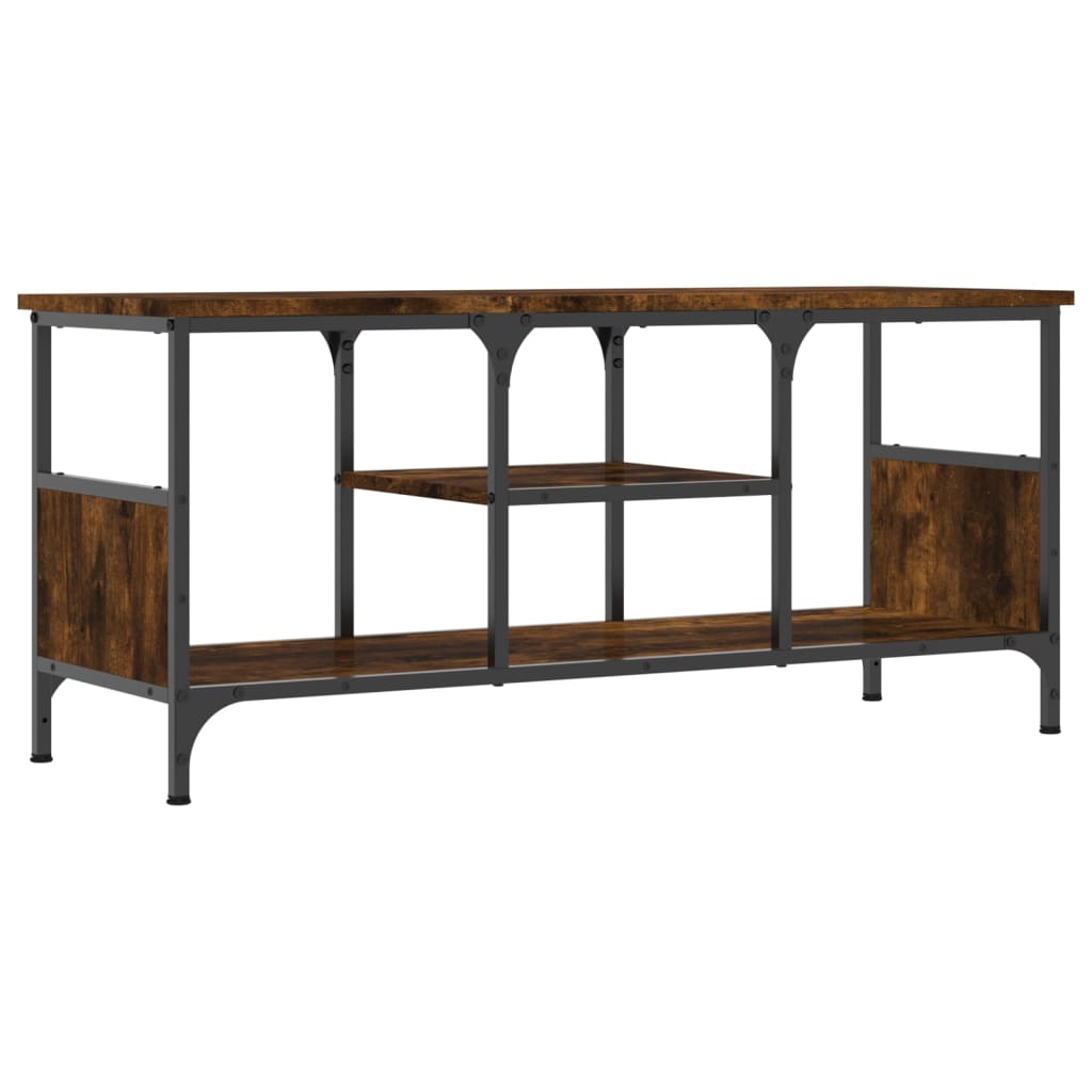 vidaXL TV Cabinet Smoked Oak 100x35x45 cm Engineered Wood&Iron 2