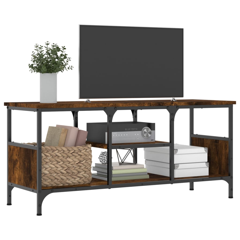 vidaXL TV Cabinet Smoked Oak 100x35x45 cm Engineered Wood&Iron 3