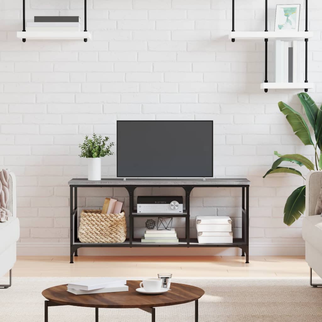 vidaXL TV Cabinet Grey Sonoma 100x35x45 cm Engineered Wood&Iron 1
